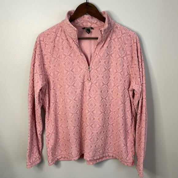 Eddie Bauer Pink Quarter Zip Fleece Pullover Size XL - Picture 1 of 4